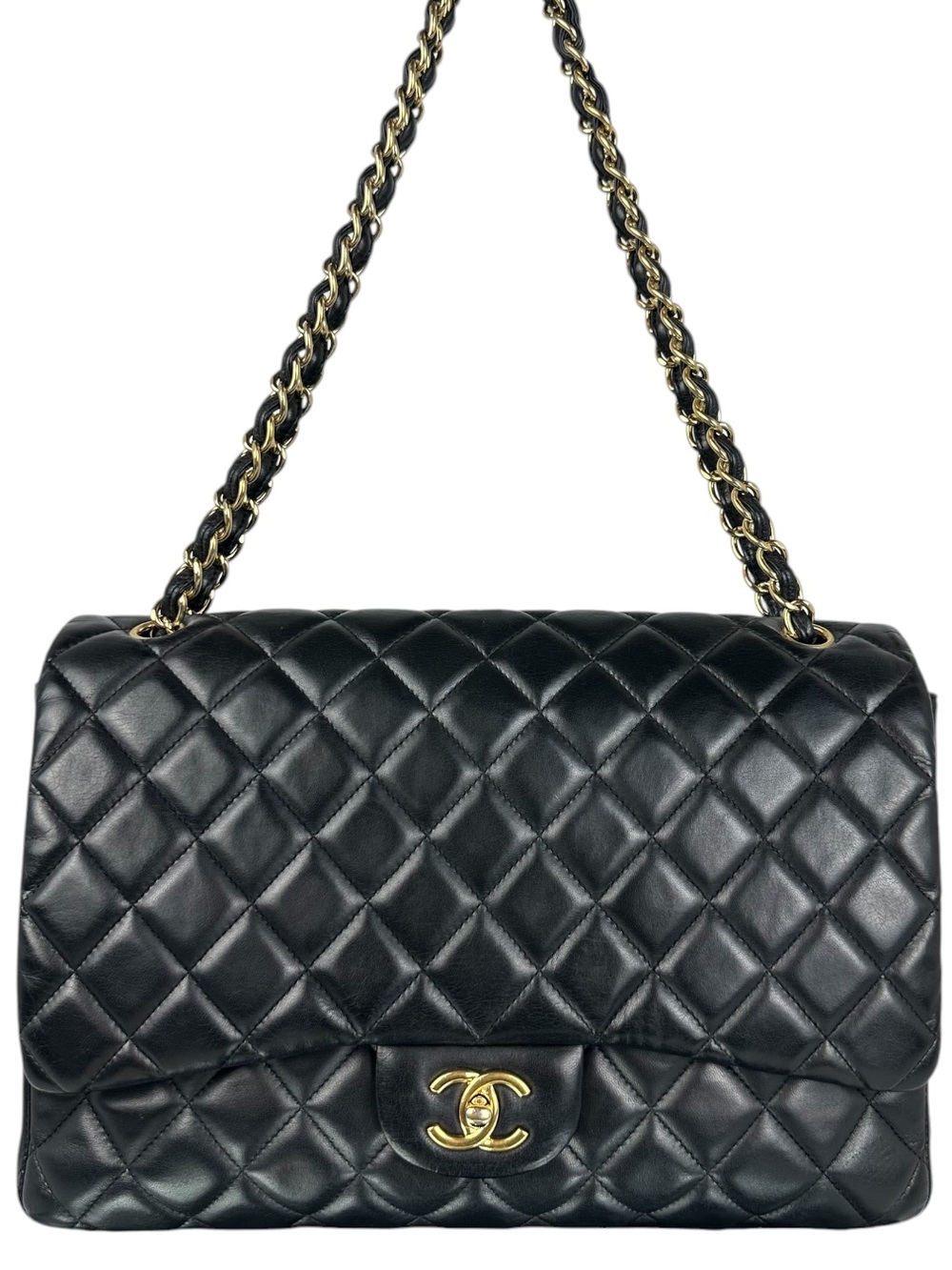 CHANEL CC MAXI JUMBO LAMBSKIN LEATHER FLAP BAG GHW